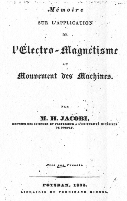 Denkschrift von Jacobi, 1835