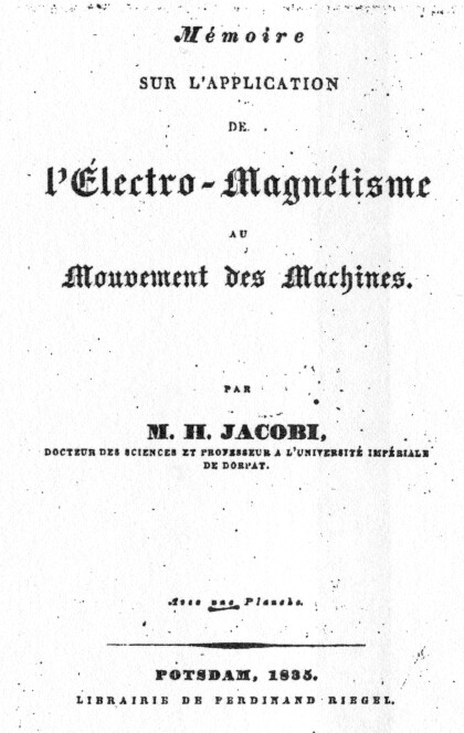 Institute - History - Jacobi's first real electric motor